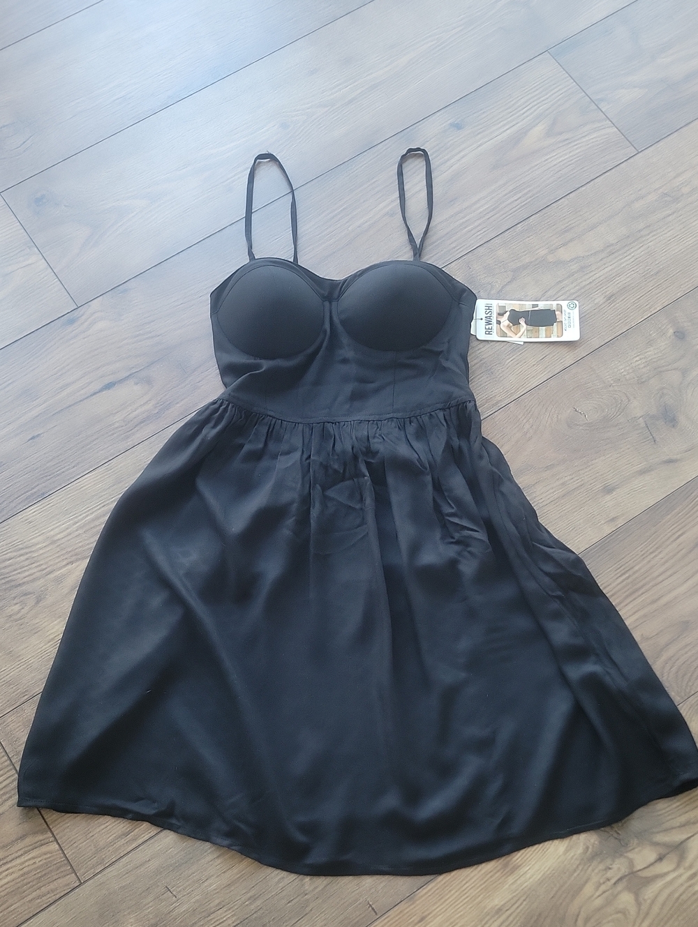 Rewash Brand Black Sweetheart Bustier Midi Dress Size Med